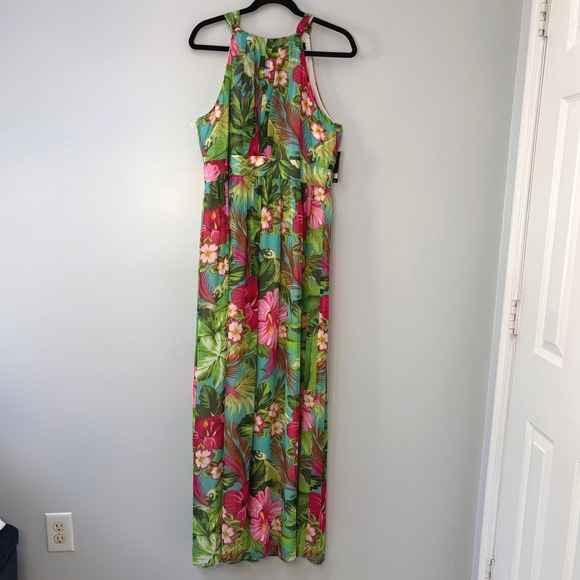 NWT Nine West Tropical Floral Halter Maxi Dress Womens Size 12 - Picture 4 of 12